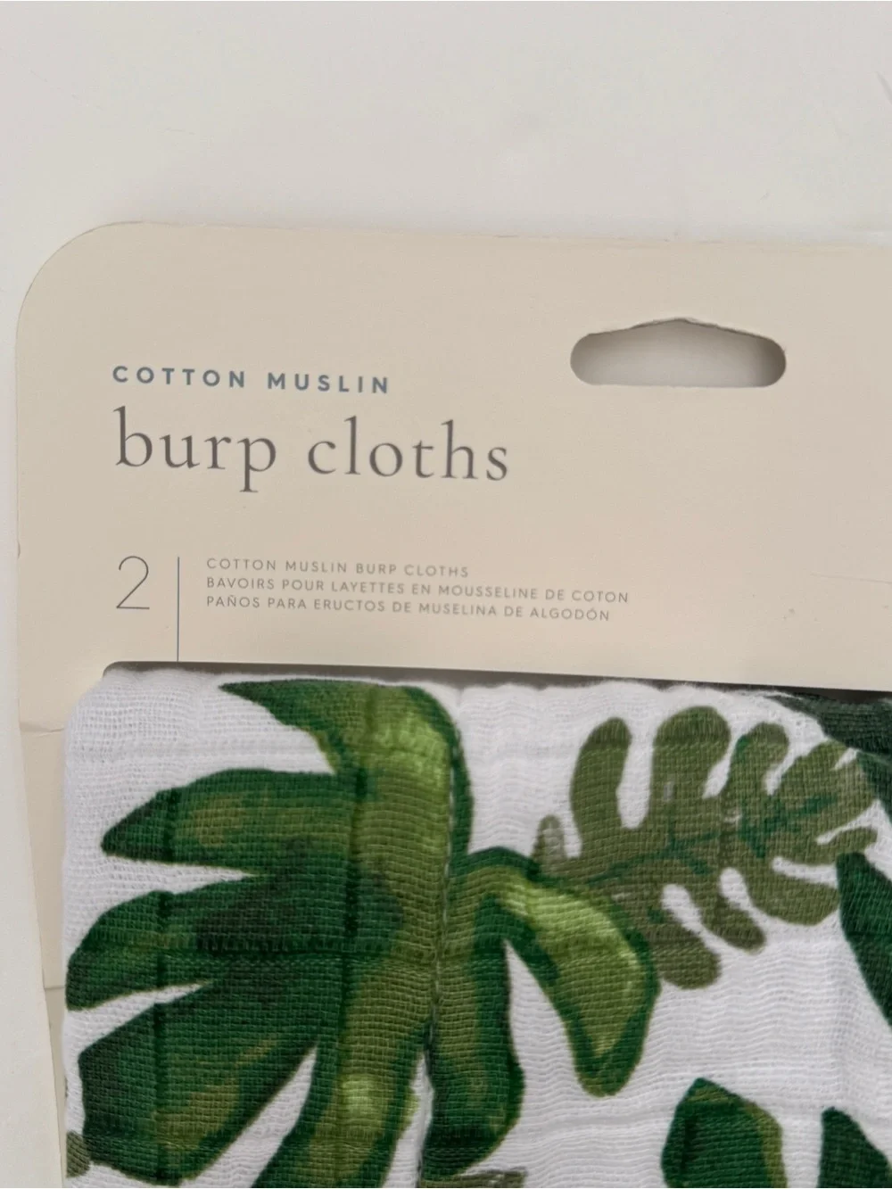 Muslin 2 Burp Cloths Classic Cotton Absorbent NEW Tropical Leaf | Little Unicorn